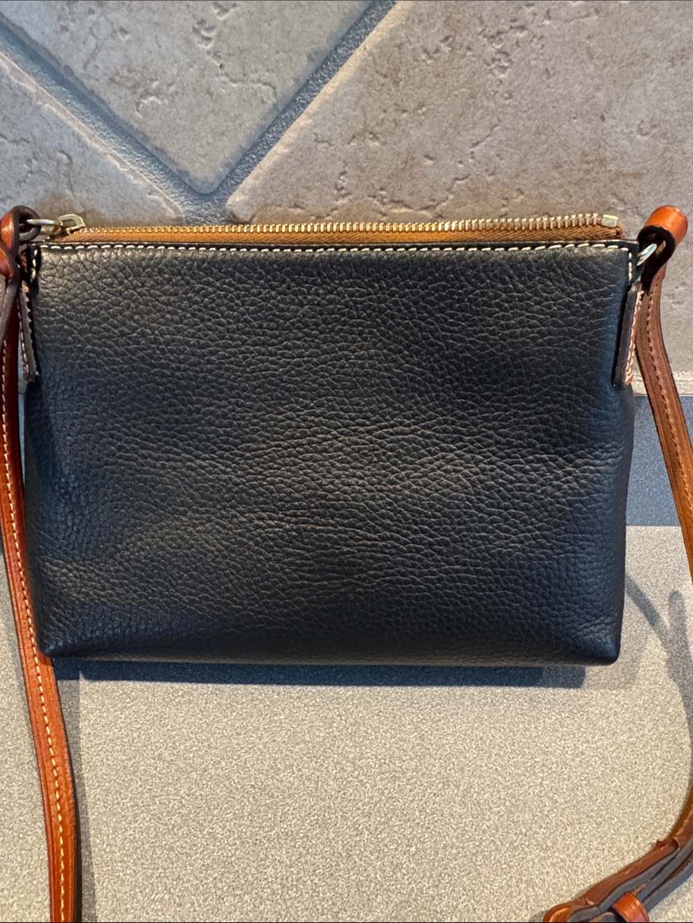 Dooney & Bourke Black with Brown Trim Pebbled Leather Crossbody - Picture 6 of 6